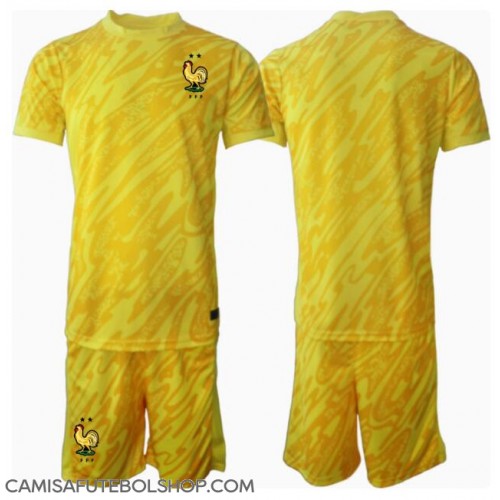 Camisa de time de futebol França Goleiro Replicas 1º Equipamento Infantil Europeu 2024 Manga Curta (+ Calças curtas)